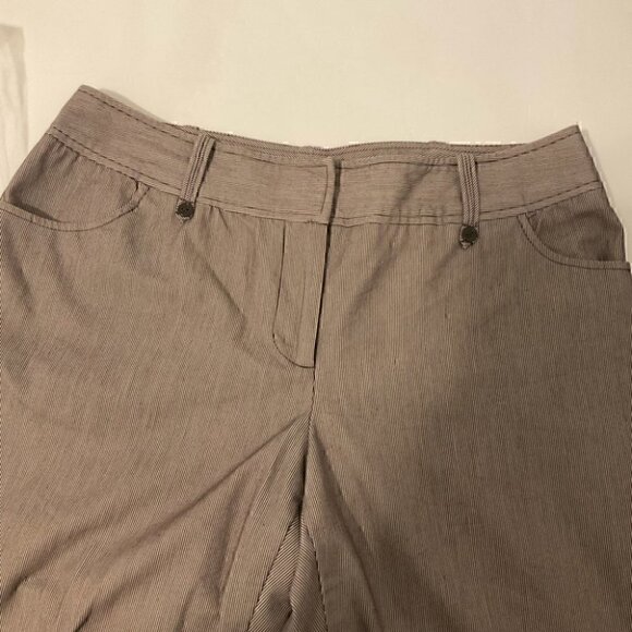 Brown Pin Striped Ankle Pants Petites 10P - Picture 4 of 10